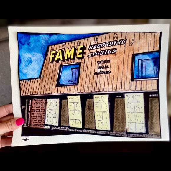 FAME recording studio in muscle shoals Alabama watercolor print 8.5x11 in - Picture 3 of 3